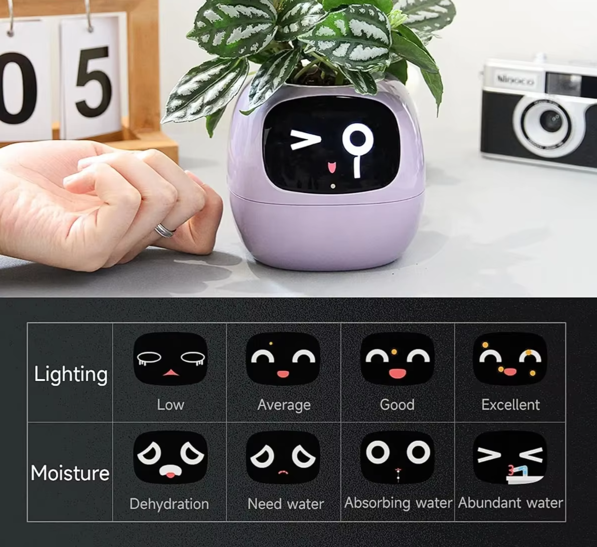 Tuya Ivy Smart Planter,Endless Fun over 49 Rich Expressions,7 Smart Sensors,Ai Chips Make Raising Plants Easy and Fun